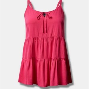 Pink Tiered tie front Cami